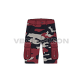 Mens cargo shorts with camouflage print flat sketch, front view