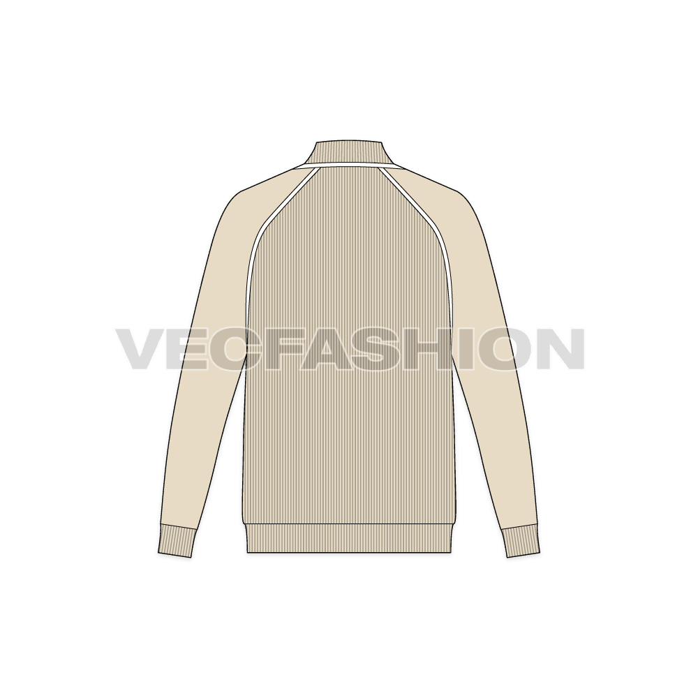 Mens cashmere roll neck sweater flat sketch, back view