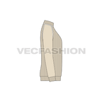Mens cashmere roll neck sweater flat sketch, side view
