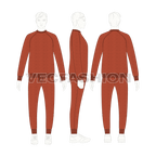 Mens casual fleece sweatsuit flat sketch, on croqui
