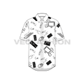Mens casual shirt flat sketch, front view
