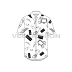 Mens casual shirt flat sketch, front view
