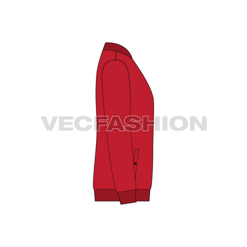 Mens Casual Sport Jacket flat sketch, side view