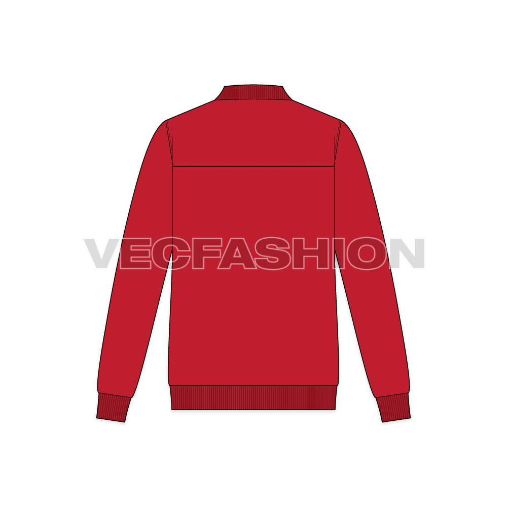 Mens Casual Sport Jacket flat sketch, back view