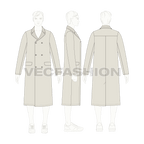 Mens Chesterfield Coat flat sketch, croqui sketch