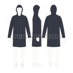 Mens Clasp Coat flat sketch, croqui sketch