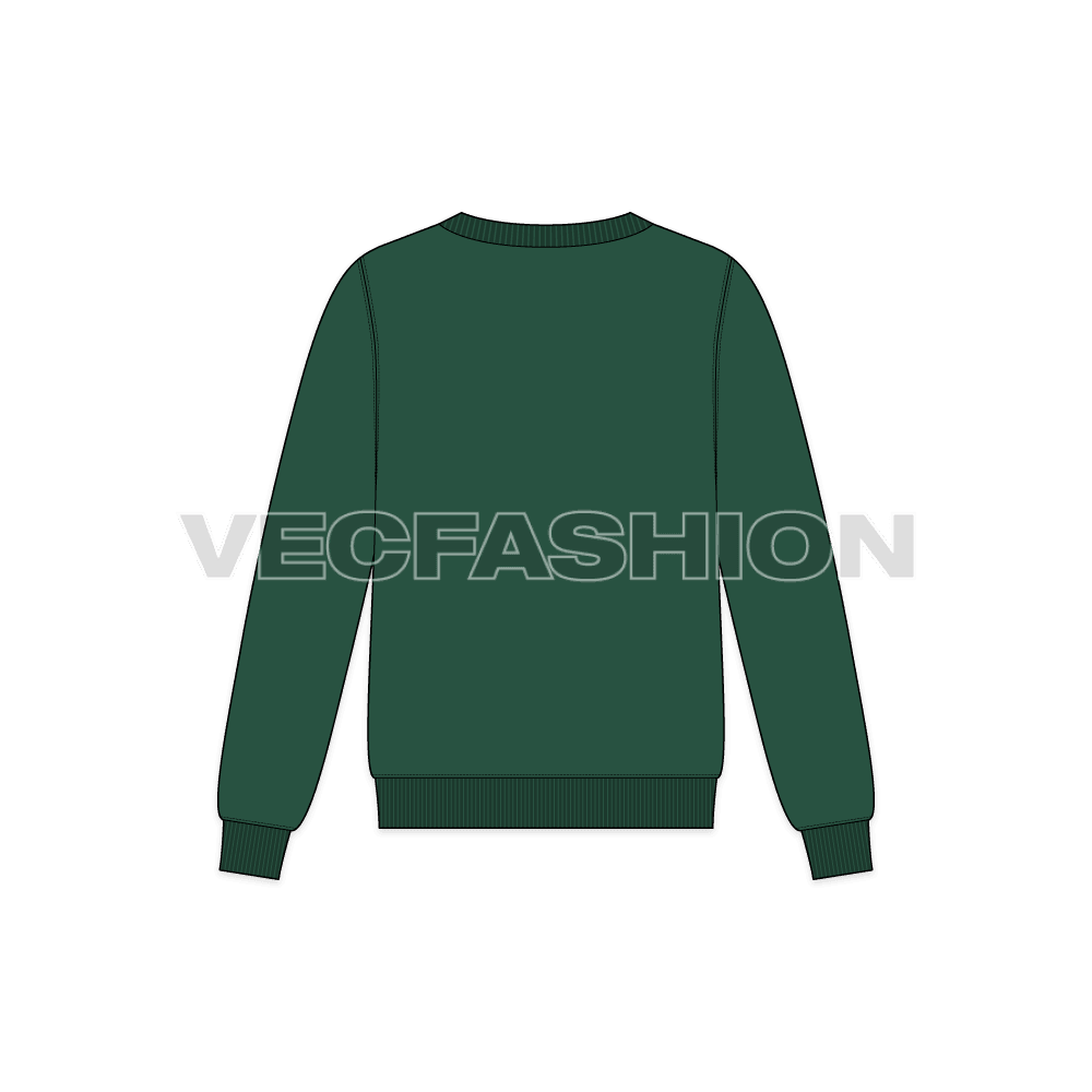 Mens classic aloha sweatshirt flat sketch, back view