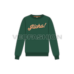 Mens classic aloha sweatshirt flat sketch, front view