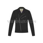 Mens Classic Biker Jacket Vector Template flat sketch, front view