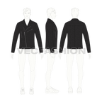 Mens Classic Biker Jacket Vector Template flat sketch, croqui sketch
