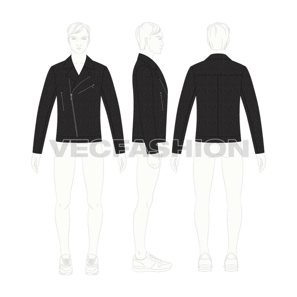 Mens Classic Biker Jacket Vector Template - VecFashion