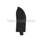 Mens Classic Biker Jacket Vector Template flat sketch, side view