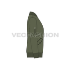 Mens Classic Bomber Jacket flat sketch, side view