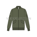 Mens Classic Bomber Jacket flat sketch, front view