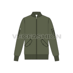 Mens Classic Bomber Jacket flat sketch, front view