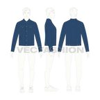 Mens Classic Denim Jacket flat sketch, croqui sketch