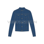 Mens Classic Denim Jacket flat sketch, front view