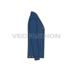 Mens Classic Denim Vector Jacket flat sketch, side view
