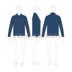 Mens Classic Denim Vector Jacket flat sketch, croqui sketch