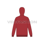 Mens classic hoodie vector flat sketch, back view