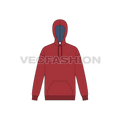 Mens classic hoodie vector flat sketch, front view