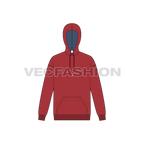 Mens classic hoodie vector flat sketch, front view