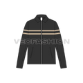Mens Classic Leather Jacket flat sketch, front view