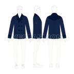 Mens Classic Navy Blue Pea Vector Coat flat sketch, croqui sketch