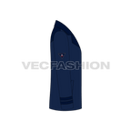 Mens Classic Navy Blue Pea Vector Coat flat sketch, side view