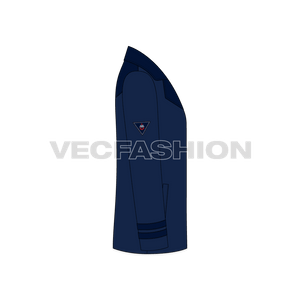 Mens Classic Navy Blue Pea Vector Coat side view