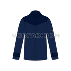 Mens Classic Navy Blue Pea Vector Coat flat sketch, back view