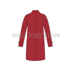 Mens Classic Raincoat Vector Template flat sketch, back view