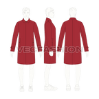 Mens Classic Raincoat Vector Template flat sketch, croqui sketch