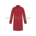 Mens Classic Raincoat Vector Template flat sketch, front view
