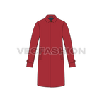 Mens Classic Raincoat Vector Template flat sketch, front view