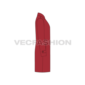 Mens Classic Raincoat Vector Template side view