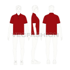 Mens classic red polo shirt flat sketch, croqui sketch