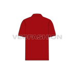 Mens classic red polo shirt flat sketch, back view