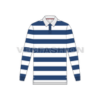 Mens classic rugby shirt flat sketch, front view