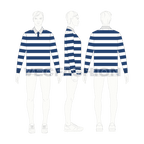 Mens classic rugby shirt flat sketch, croqui sketch