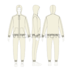 Mens classic running tracksuit flat sketch, on croqui