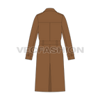 Mens Classic Trench Coat Vector Sketch flat sketch, back view