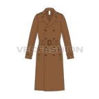Mens Classic Trench Coat Vector Sketch flat sketch, front view