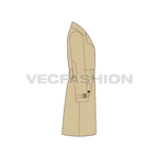 Mens Classic Trench Coat Vector Template flat sketch, side view