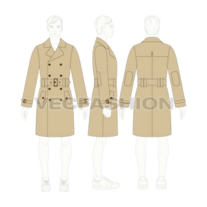 Mens Classic Trench Coat Vector Template