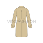 Mens Classic Trench Coat Vector Template flat sketch, back view