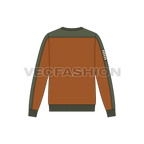 Mens classic v-neck sweatshirt flat sketch, back view