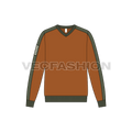 Mens classic v-neck sweatshirt flat sketch, front view
