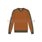 Mens classic v-neck sweatshirt flat sketch, front view