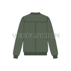 Mens Classic Vector Bomber Jacket flat sketch, back view